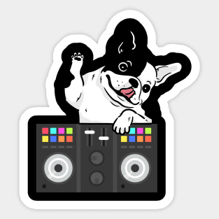 pug dog cartoon and funny dj Sticker